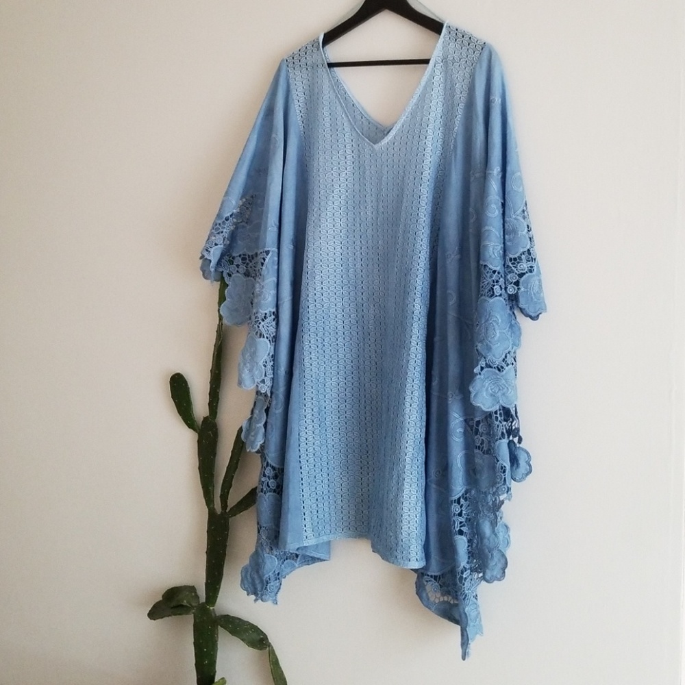 Hand dyed indigo ombre beach cover up caftan